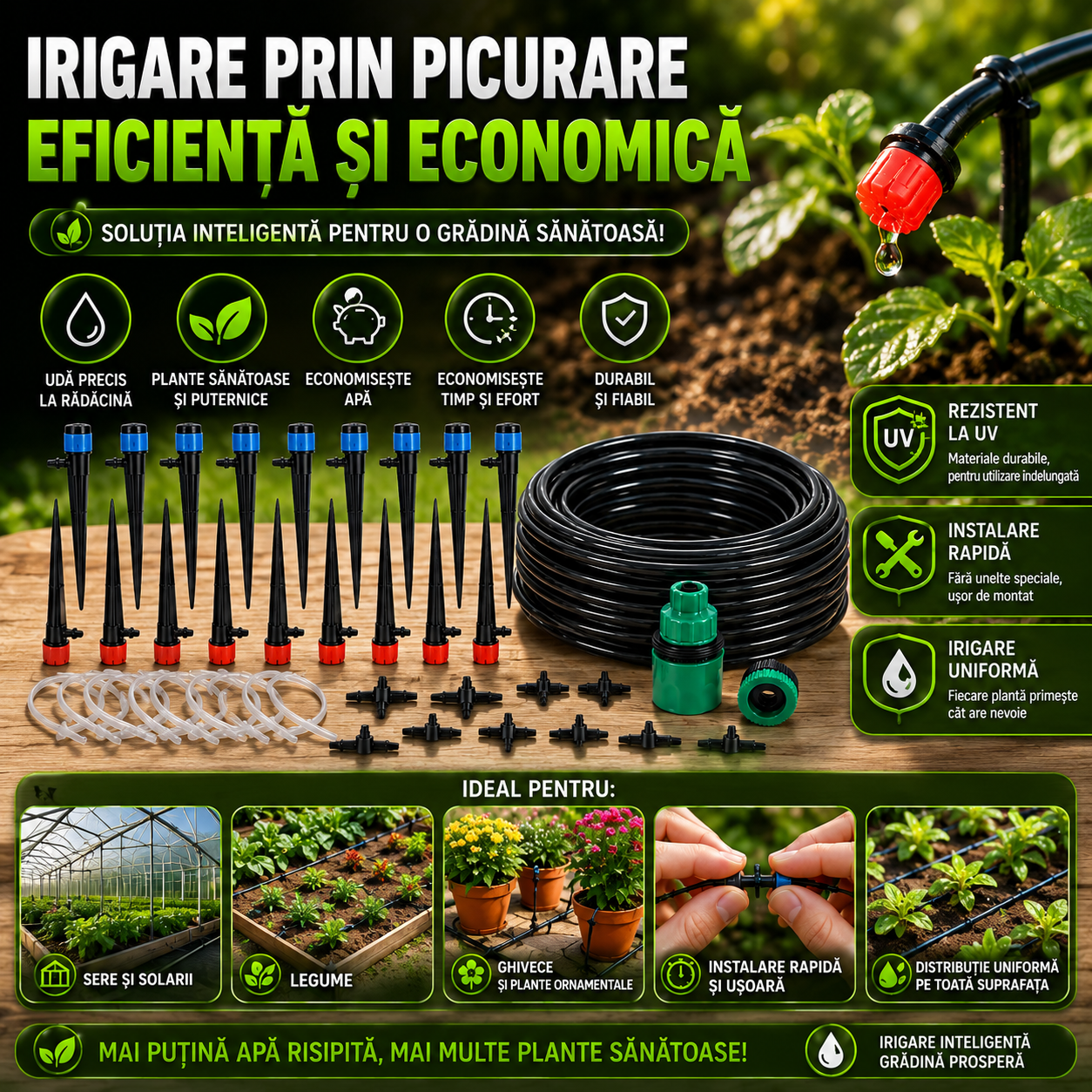 Kit Complet de Udare prin Picurare 20M- UdăSingur™