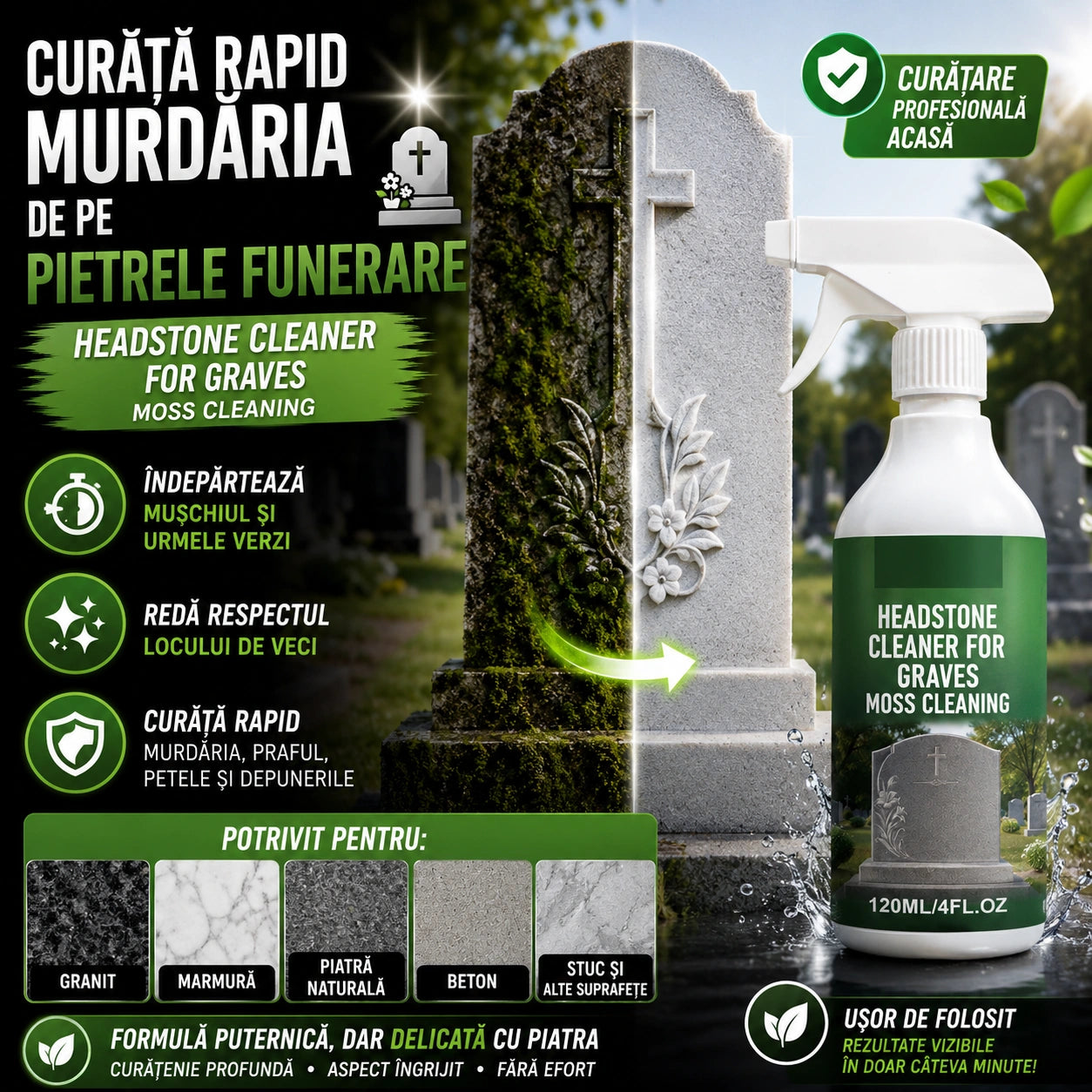 Spray Pentru Curățarea Pietrelor- StoneClean™