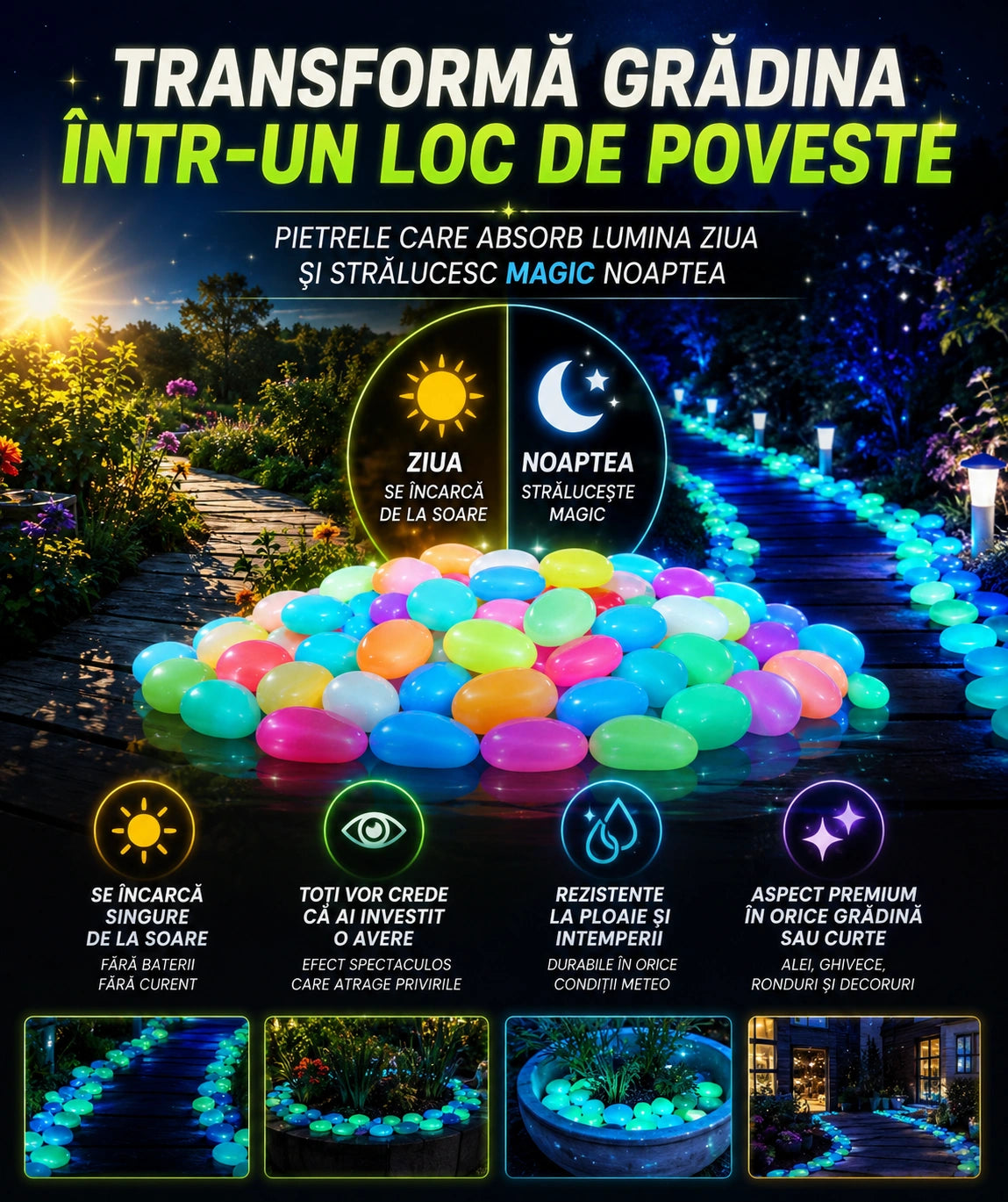 Pietrele Magice MoonRock™ - Grădină De Poveste Noaptea
