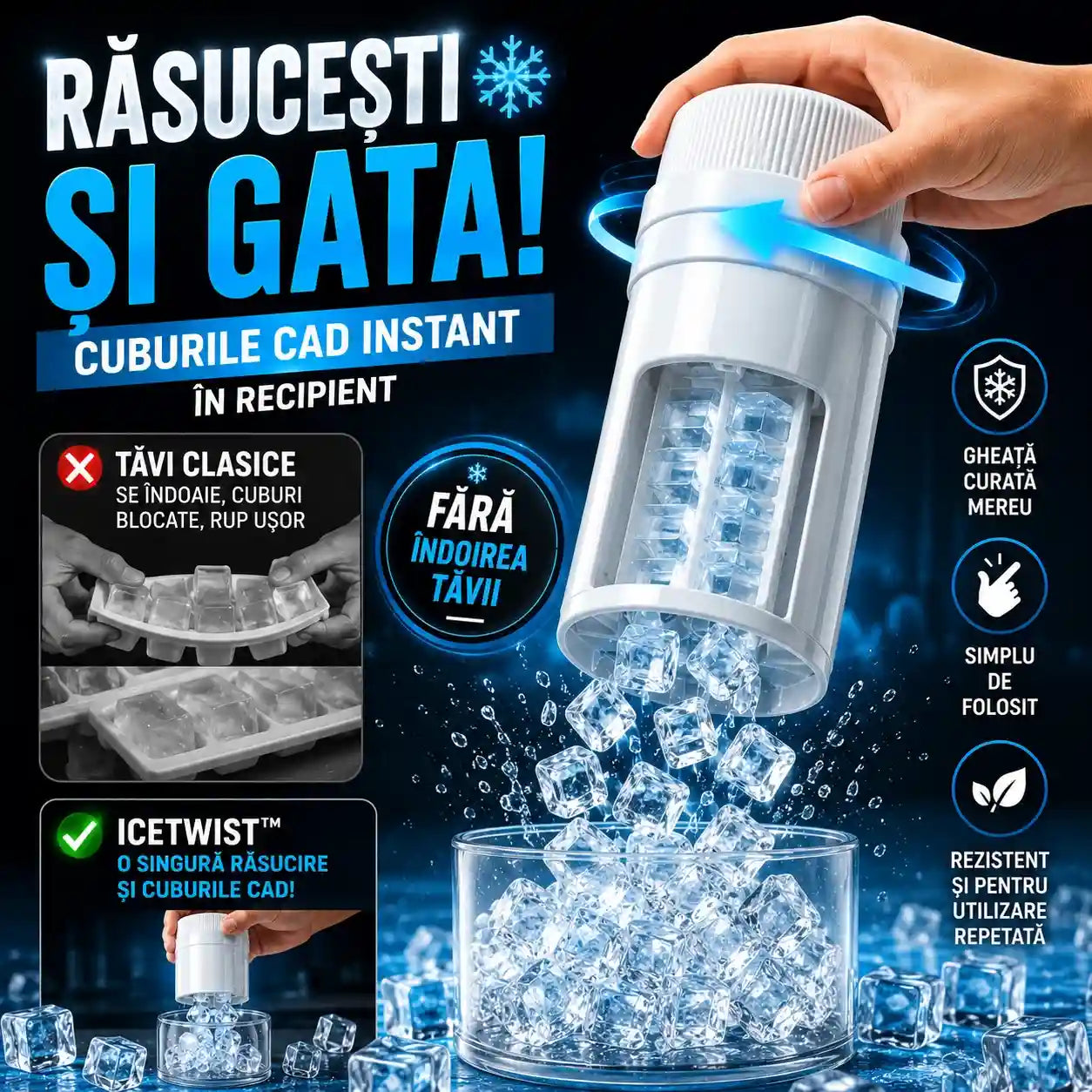 Tavă Rotativă Pentru Gheață IceTwist™