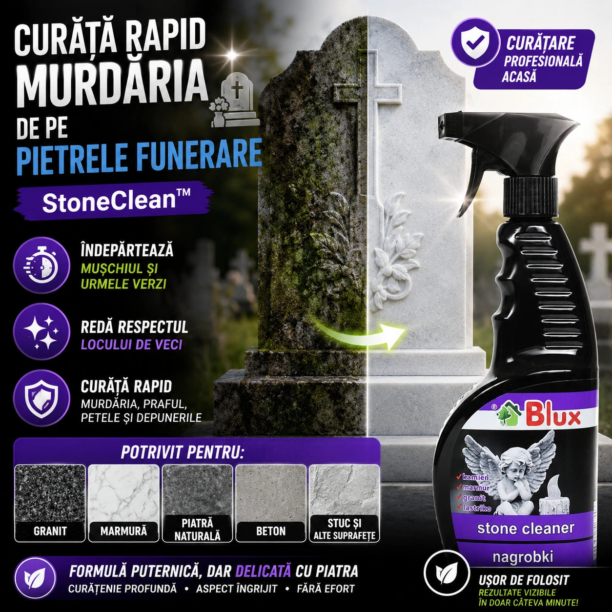 Spray Pentru Curățarea Pietrelor- StoneClean™